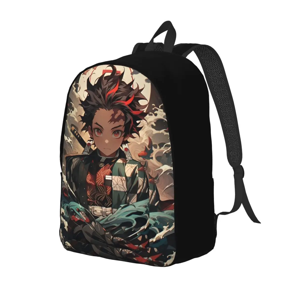 Zaino anime popolare per uomo donna adolescente scuola superiore affari zainetto Demon Slayer Tanjiro borse di tela per laptop all'aperto