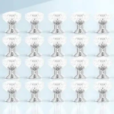 20Pcs Easy Install Clear Plastic Drawer Knobs Small Pull Handle for Cabinet Doors Wardrobe Drawers Home Cabinet Knob Set