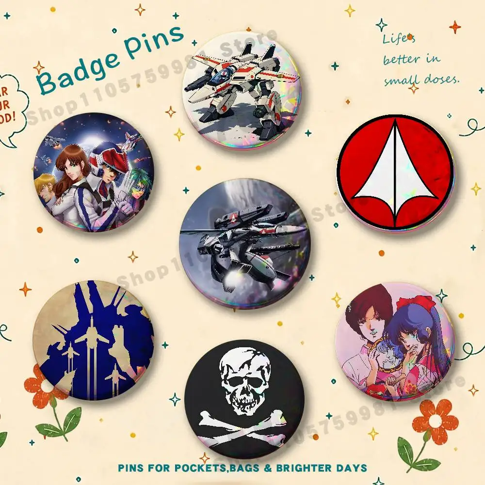 R-Robotech Anime Macross Badges Pins Button Custom Anime Role Old-school Brooches Cartoon Collar Gifts
