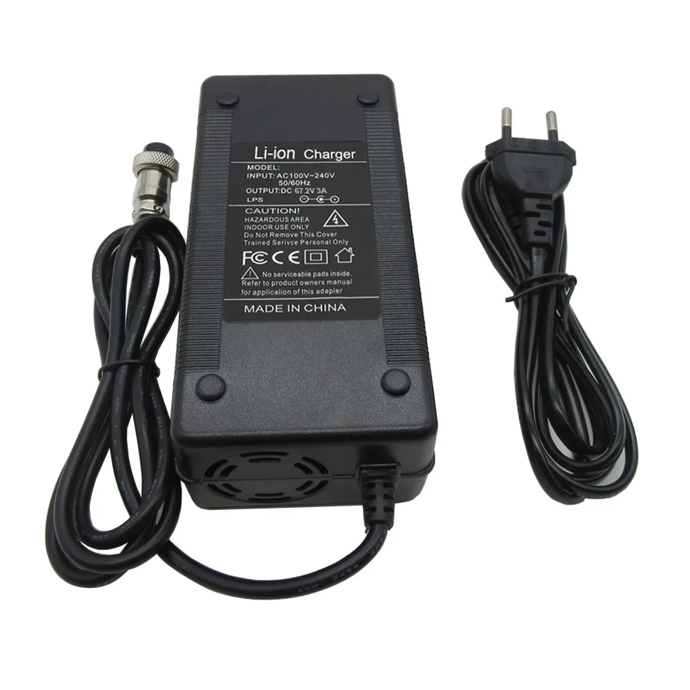 60V 3A Li-ion Charger 67.2V 16S 20AH 30AH Lithium Battery Charger 60V3A 3pin GX16