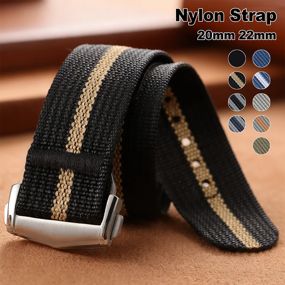 

20mm 22mm Watch Bracelet for Seiko for Rolex Canvas Nylon Patch Leather Strap Watchband for Hamilton for Omega Replacement Belts