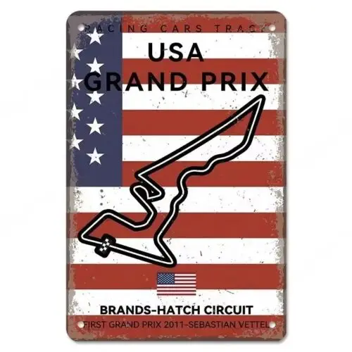العلامات التجارية-Hatch Circuit USA Grand Prix Tin Metal Sign Wall Art