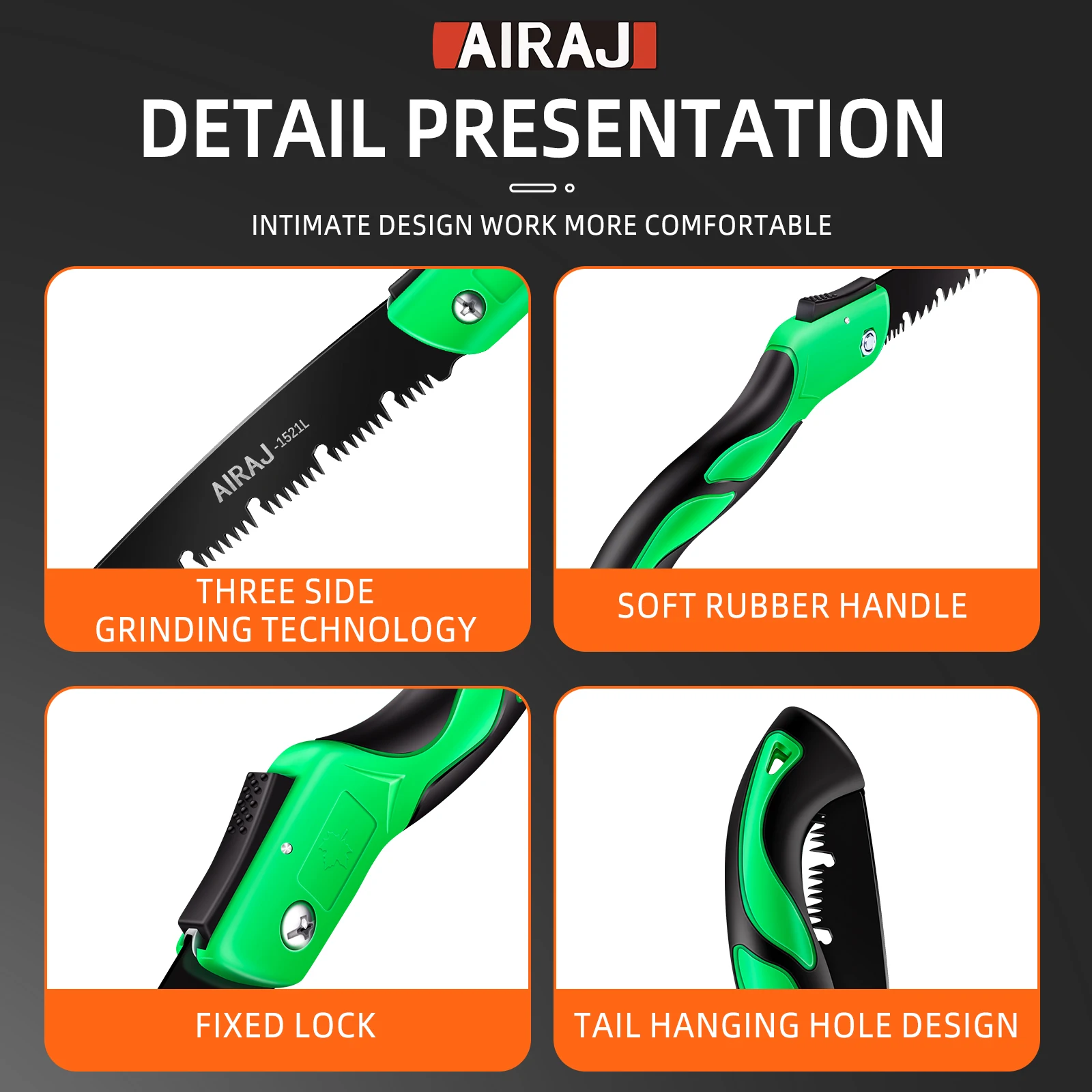 AIRAJ Multifunctional Folding Saw SK7 Steel Sharp and Wear-Resistant Portable Household Manual Woodworking Saw