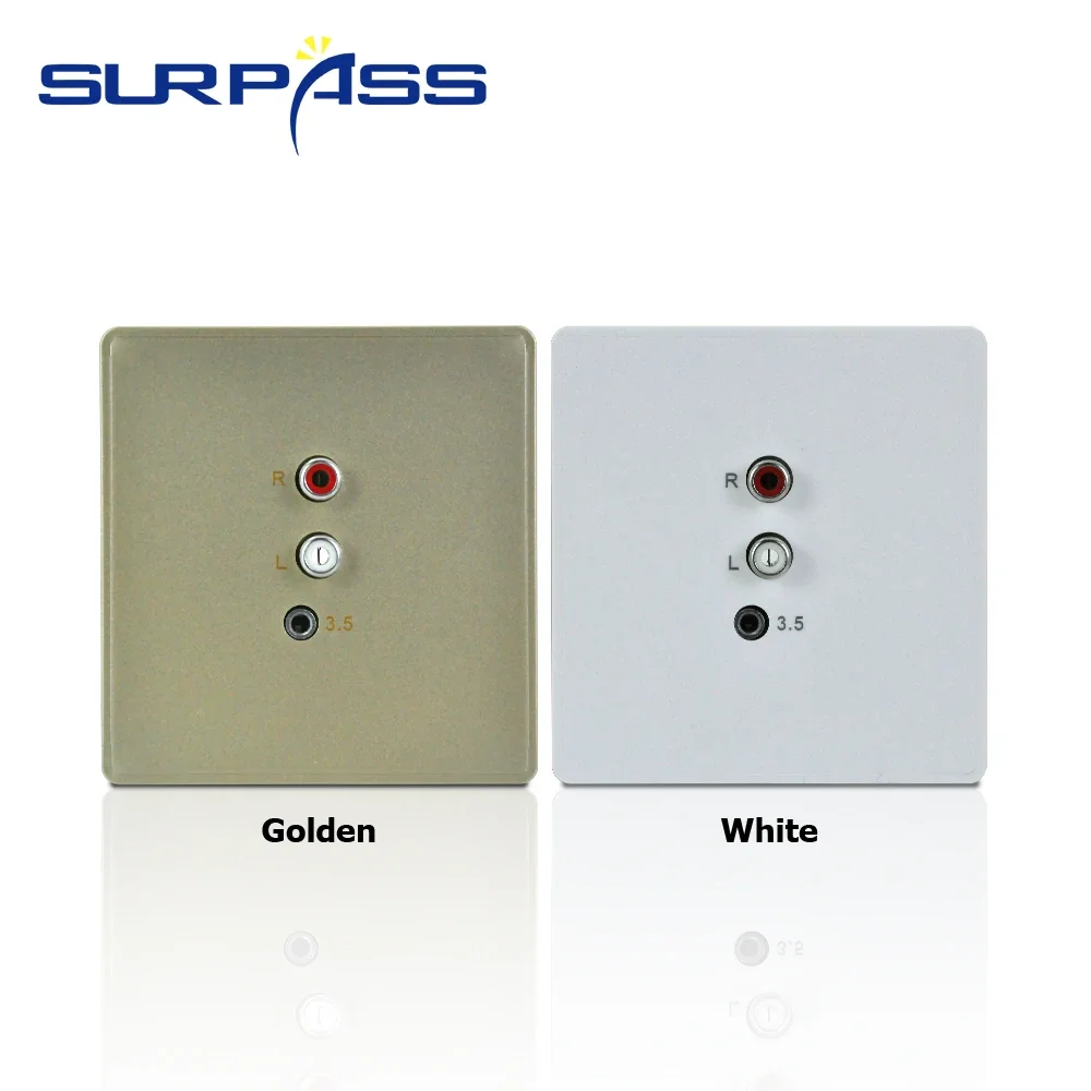 86 Type Audio Wall Plate RCA 3.5mm AUX Audio Panel Wall Mount Pa Sound System Multimedia Panel Socket Suitable for Home Office