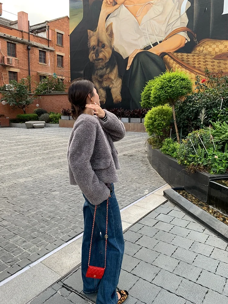 ay Pelzmantel Damen Ort Größe Klein Herbst Winter Neu Sle Inteated Leder und Pelz Jaet Koreanische Version rund Ne Lo...