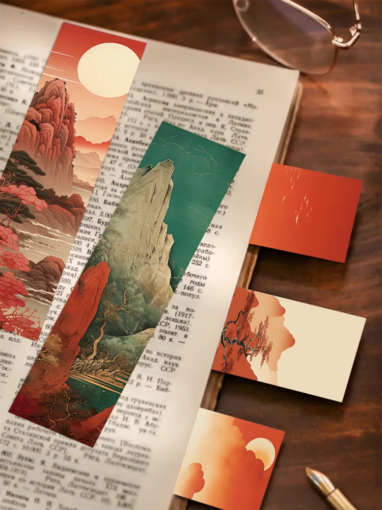 30pcs Chinese landscape bookmark literary classical decoration Reading page mark books mark students creative gift cards