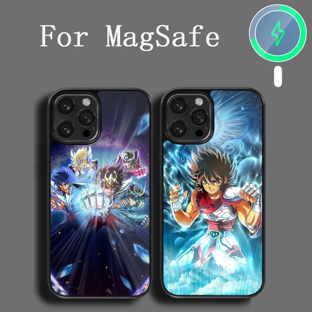 Cartoon Knights of the Zodiac Phone Case For iPhone 14 13 12 11 15 Pro Max Plus Magsafe Magnetic Cover