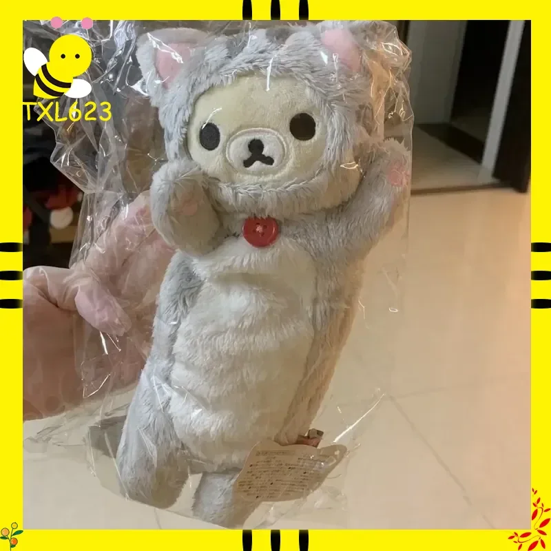 Rilakkuma Bear Sister مقلمة كرتونية يابانية من القطيفة ذات سعة كبيرة حقيبة تخزين محمولة بتصميم قطة هدية مكتب المدرسة
