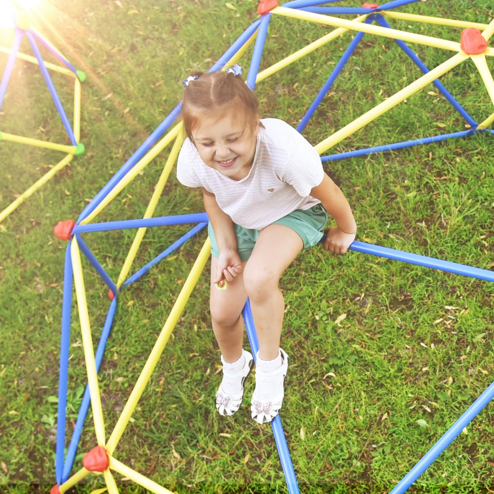 Kids Climbing Dome Jungle Gym - 10 ft Geometric Playground Dome Climber Play Center with Rust & UV Resistant Steel, Supporting