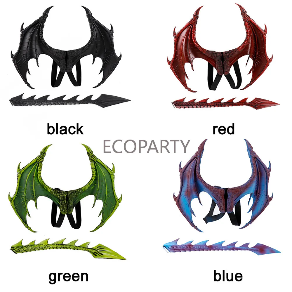 

2022 Halloween Wholesale Masquerade Carnival Party Children's Costume Dragon Wings Tail Mask Set mardi gras accessories ecoparty