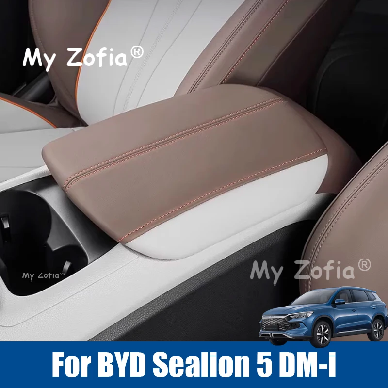 

For BYD Sealion 5 DM-i 2025 2026 Car Armrest Box Center Console Lid Armrest Cover Interior PU Leather Cover Accessories