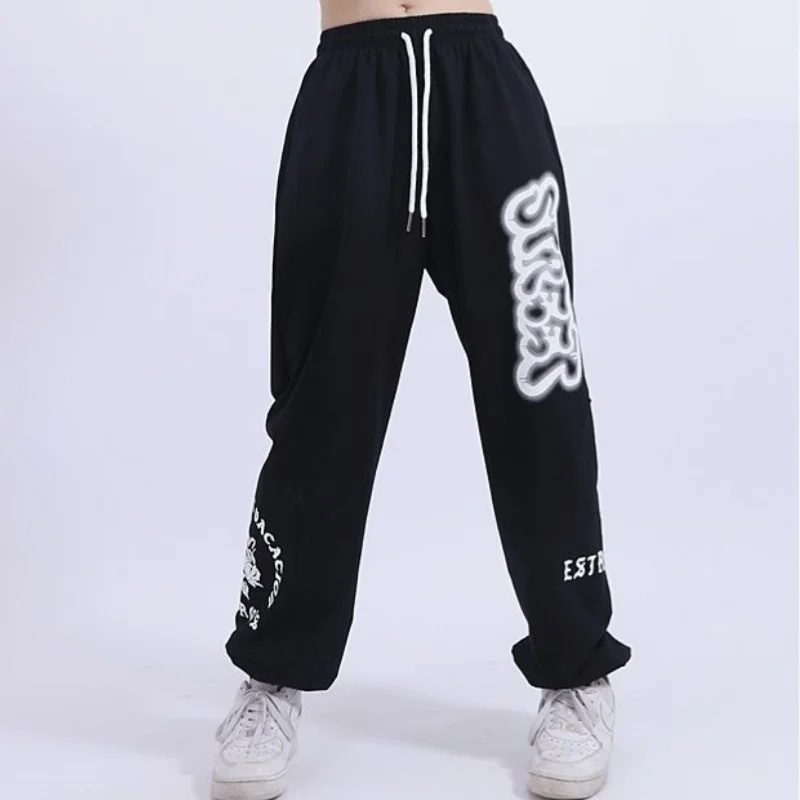 Pantalones de chándal de baile de Jazz y Hip-hop para mujer, pantalones deportivos holgados informales de estilo americano con estampado de letras, ropa de calle Y2k, Joggers de tendencia a la moda