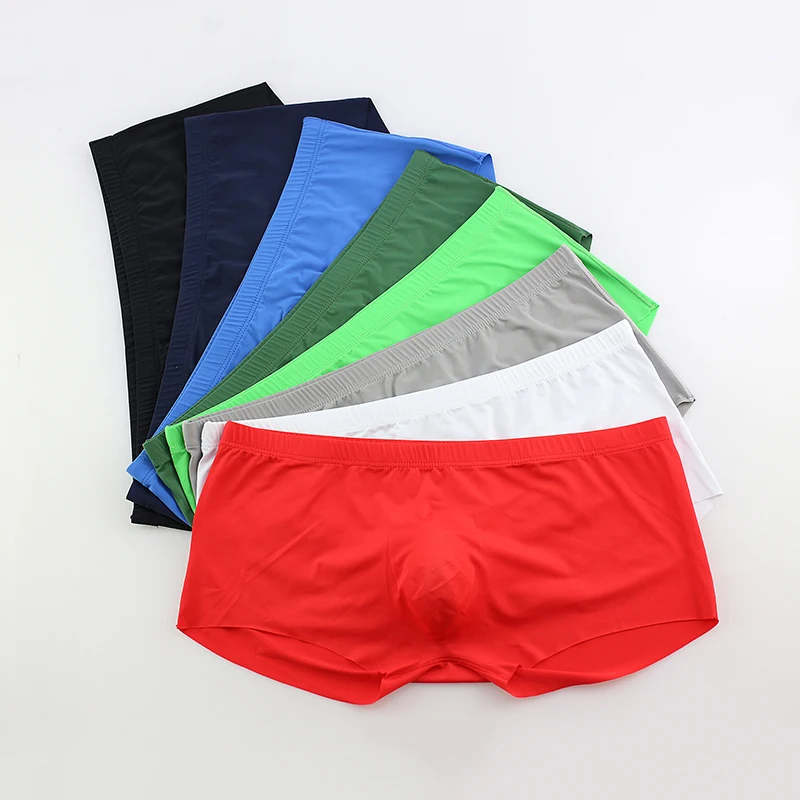 

8Pcs/Lot Men Seamless Boxers Ice Silk Boxers Underwear Boxer U Convex Penis Pouch Boxer Nylon Underwear Shorts Slips Panties