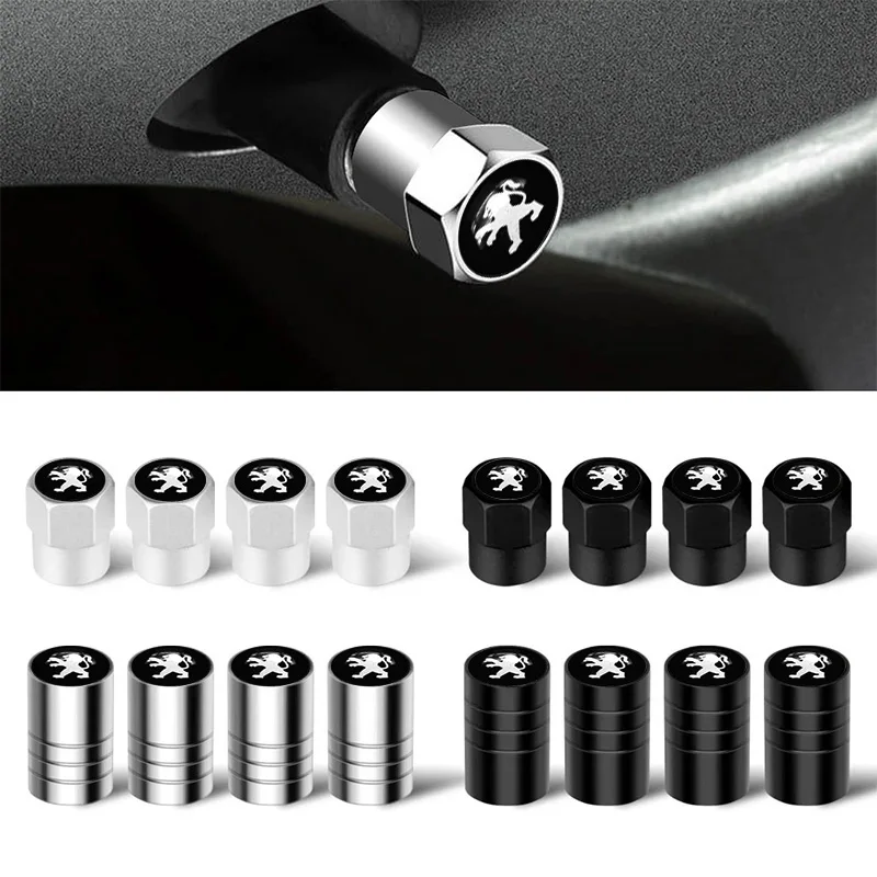 4pcs Metal Car Wheel Tire Valve Caps Stem Case Covers Accessories For Peugeot 208 2012~2018 308 2014~2021 406 2008 3008 1007 106