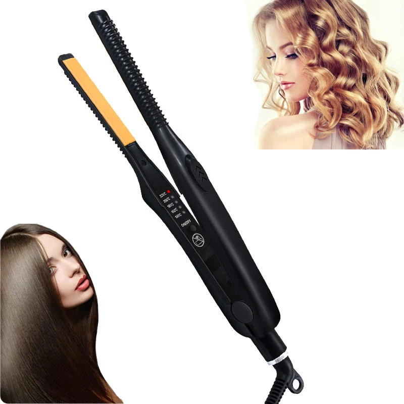 Professional Ceramic Flat Iron 2 in 1 Hair Straightener Short Hair Fluffy Pencil Hair Curler