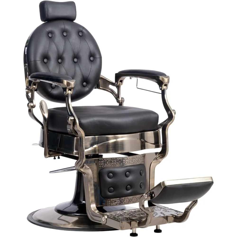 Vintage-Friseurstuhl, universeller hydraulischer Rückenlehnen-Salonstuhl, Rahmen aus Aluminiumlegierung, robust, 700 lbs, professionelle Friseursalon