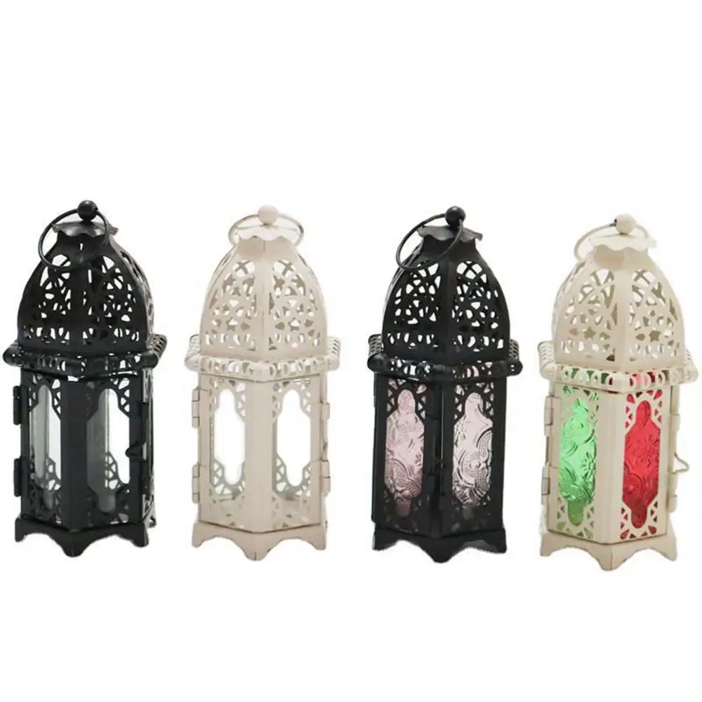 

Party Table Lamp Wind Lamp Iron Glass Hanging Moroccan European Candle Holders Candlestick Candle Lantern Home Decor