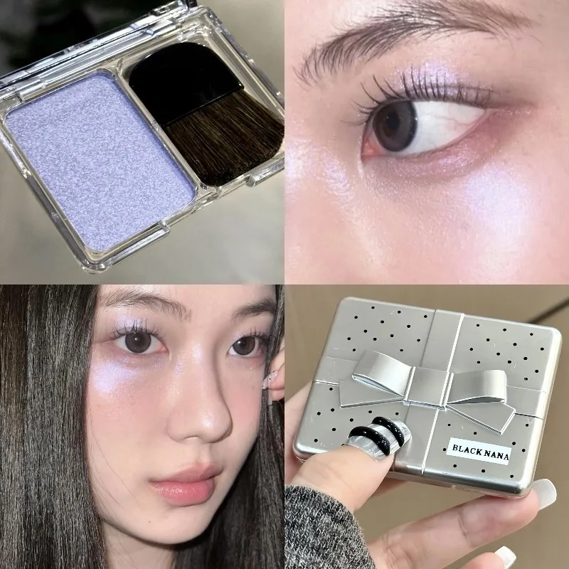 Punk Ice Purple Eyeshadow Face Brighten Highlighter Sparking Shine Pearlescent Glitter Contour Makeup Palette Portable WithBrush - view 3