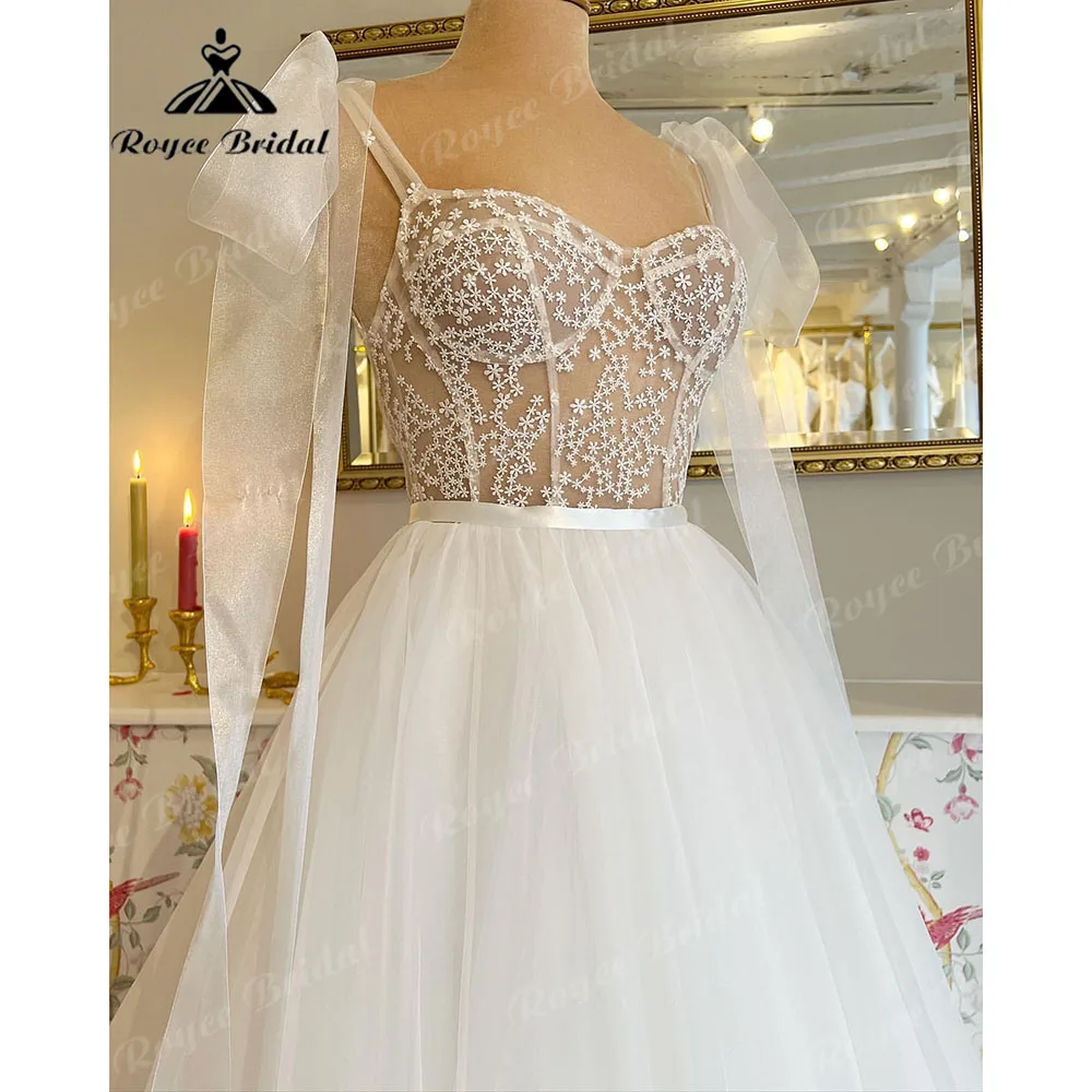 Roycebridal semplice morbido Tulle spiaggia una linea pieghe abiti da sposa con scollo A V profondo 2023 abito da sposa abito da sposa abito da sposa sposa