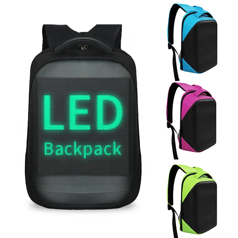 Smart LED Backpack Fashion Black Laptop Backpack with Digital Pixel LED Screen with APP Unisex