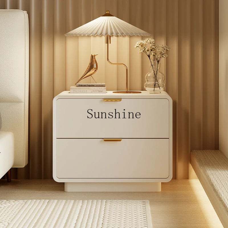 Cream wind bedroom locker, practical bedside, small apartment bedside table