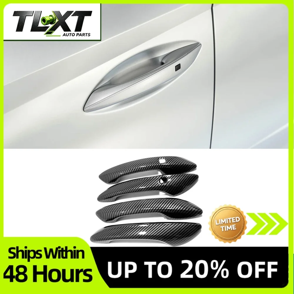 Side Door Handle Cover Trim For Hyundai Sonata 2024 2025 2026 Carbon Fiber Protection Sticker Exterior Accessories Car Styling