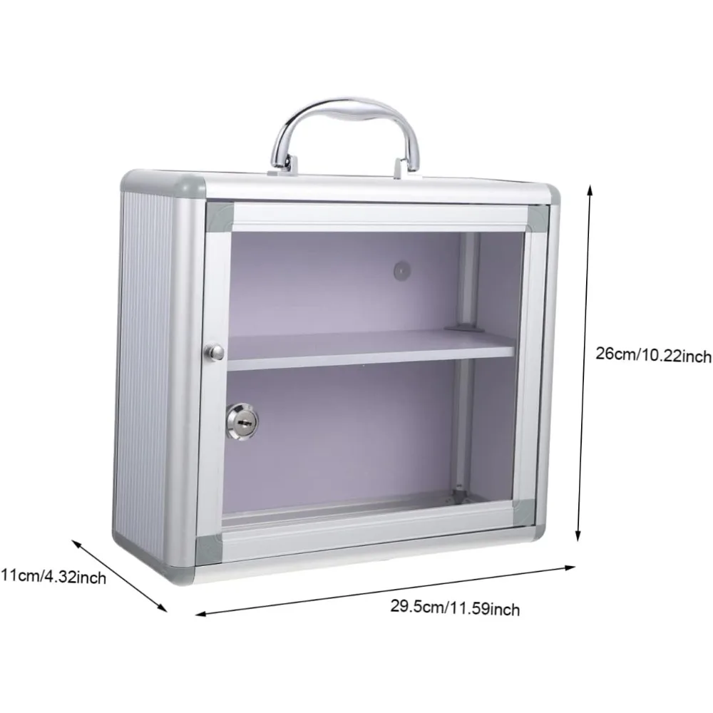 حقيبة تخزين طبية متعددة الطبقات قابلة للقفل مثبتة على الحائط لتنظيم الإسعافات الأولية والأدوية المنزلية #2