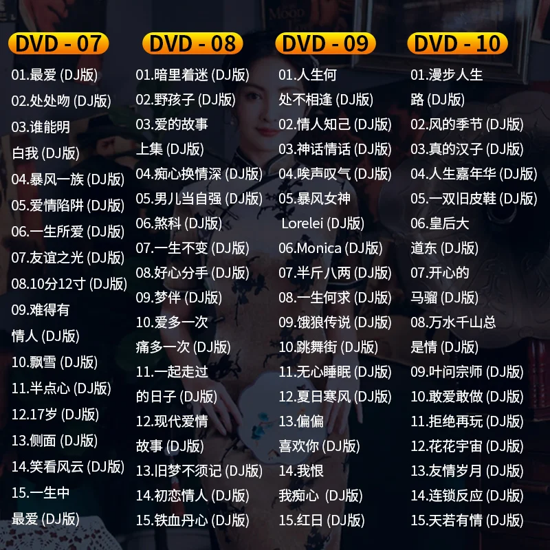 Vídeo HD de alta qualidade para carro, DVD Classic Old Songs, DJ, Bass, Hifi, MV