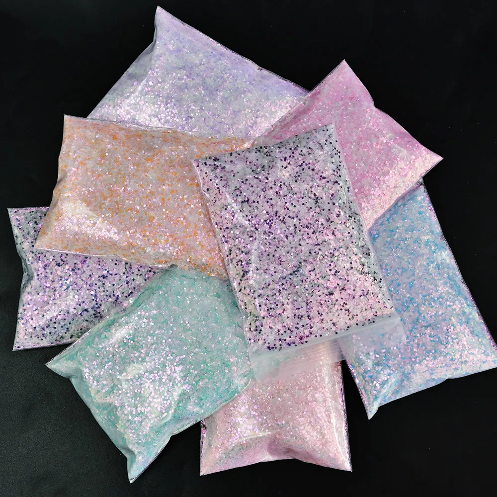 50g Sparkly Purple Nail Powder Mixed Gradient Iridescent Glitter Nail Art Sequins Symphony Spangle Manicure Nail Art Paillette