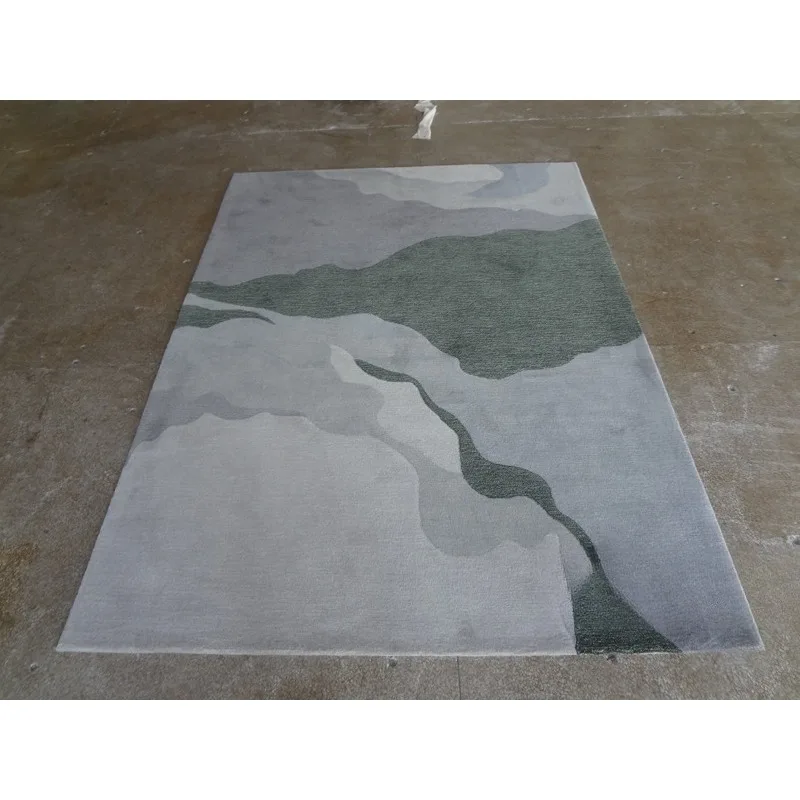 Moderno simples listrado verde chinês sala de estar mesa café sofá tapete