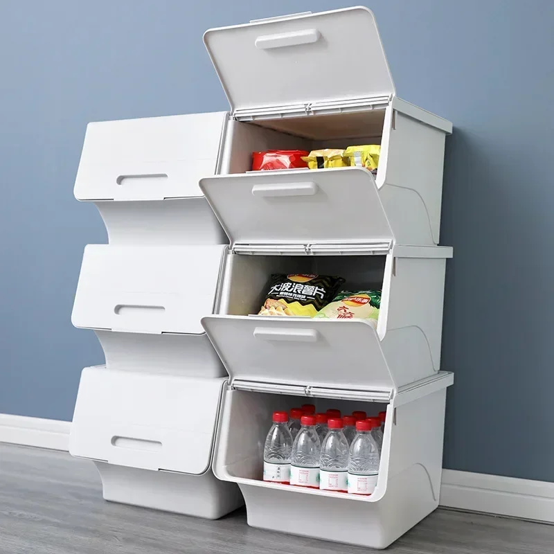 

Front-Opening Plastic Storage Box,Stackable Organizer Bin,Toy and Snack Storage,Home Organization Solution,Transparent Container