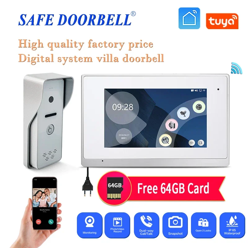 

High Material Wifi Tuya Ip 65 Outdoor Gate Intercom System With 7‘’ Indoor Monitor Buy a Video Door Phone Doorbell Low Price