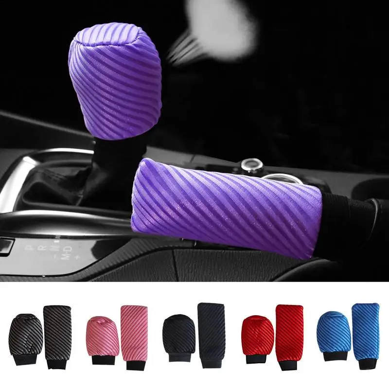 2pcs Non Slip Gear Shifter Hand Break Grip Covers Car Gear Shift Knob Cover Set Automobile Handbrake Sleeve Gear Cover Set Decor