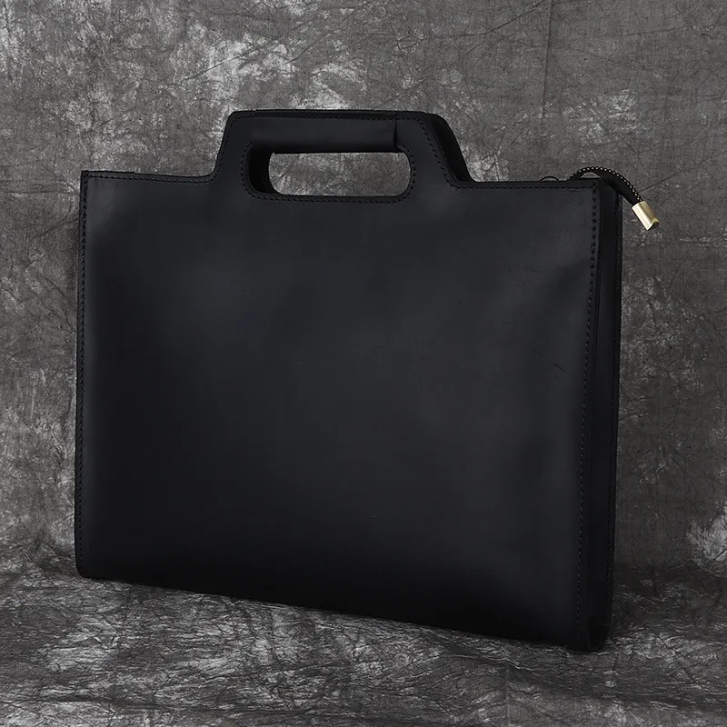 Gek Paard Echt Lederen Aktetas Mannen Koeienhuid Executive Laptop Kantoor Handtas Schouder Zakelijke Computer Document Clutch Tas