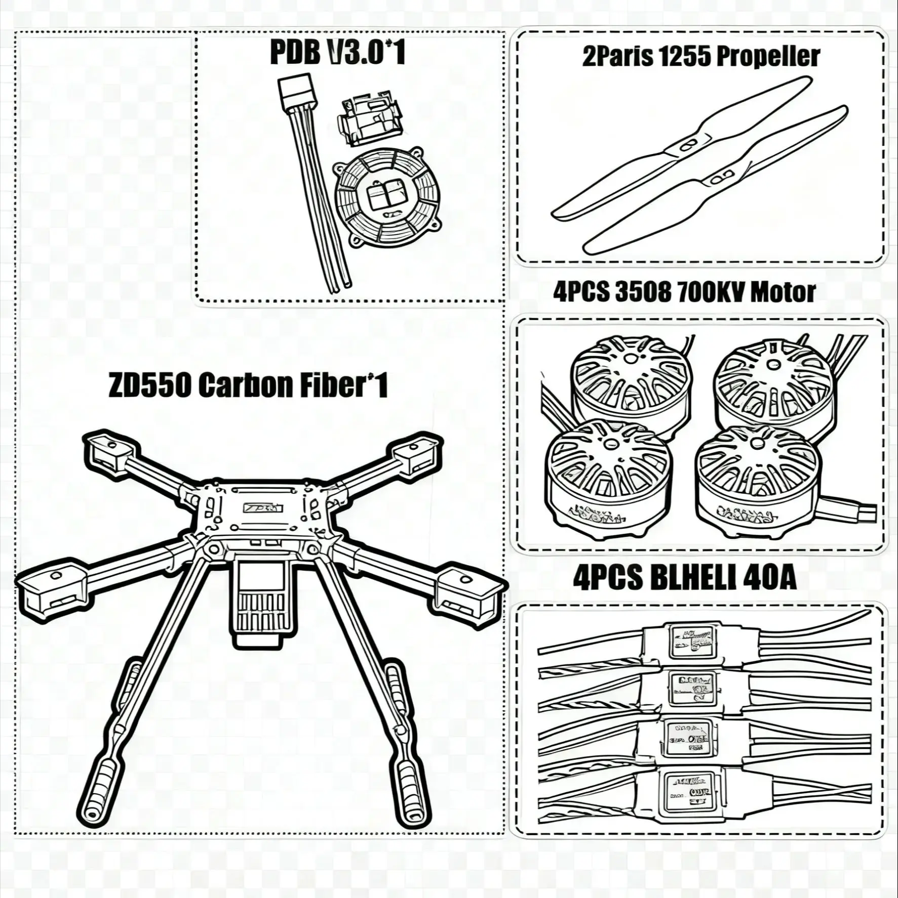 

FPV F550 Hexa Frame Flight Control Carbon Ardupilot Radio Telemetry Quadcopter Blheli 40A Esc 3508 700KV Motor Ardupilot