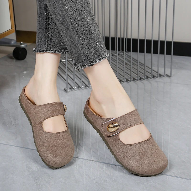 حذاء ماري جين مسطح من الجلد ال - مراجعة Slip On Mule Flat وسعره