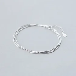 Simple Layer Bracelets for Women Korean Fashion Silver 925 Jewelry Hot Fashion 925 Sterling Silver Bracelet for Women