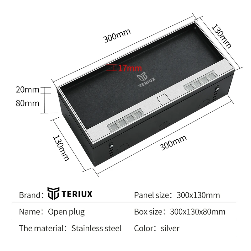 Universal mounted socket stainless steel  embedded in marble/floor height adjustable box