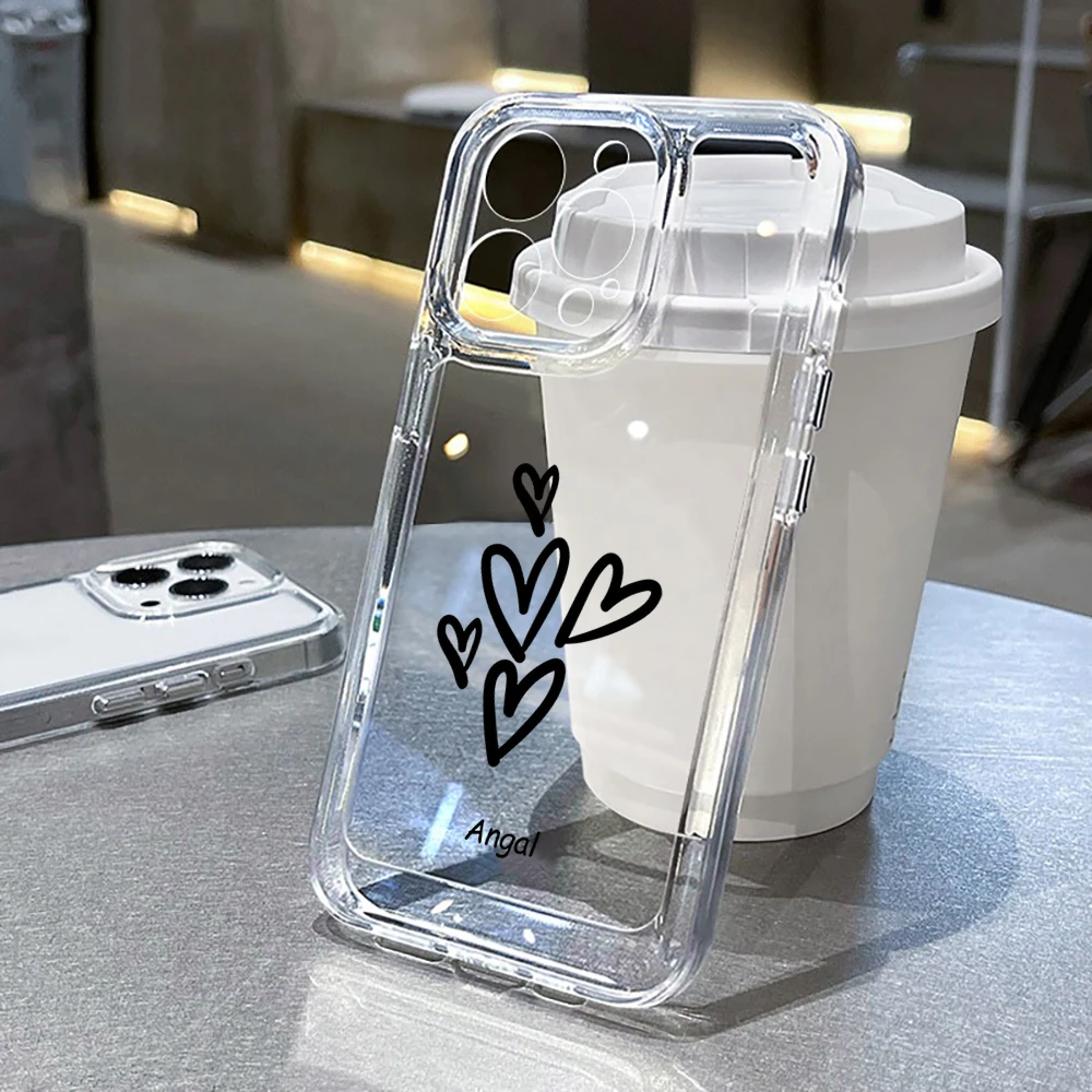 Luxury Love Heart Phone Case For Samsung Galaxy S26 S25 S24 S23 S22 Plus Ultra S21 FE Note20 A54 A53 5G A52 A55 A56 Clear Cover