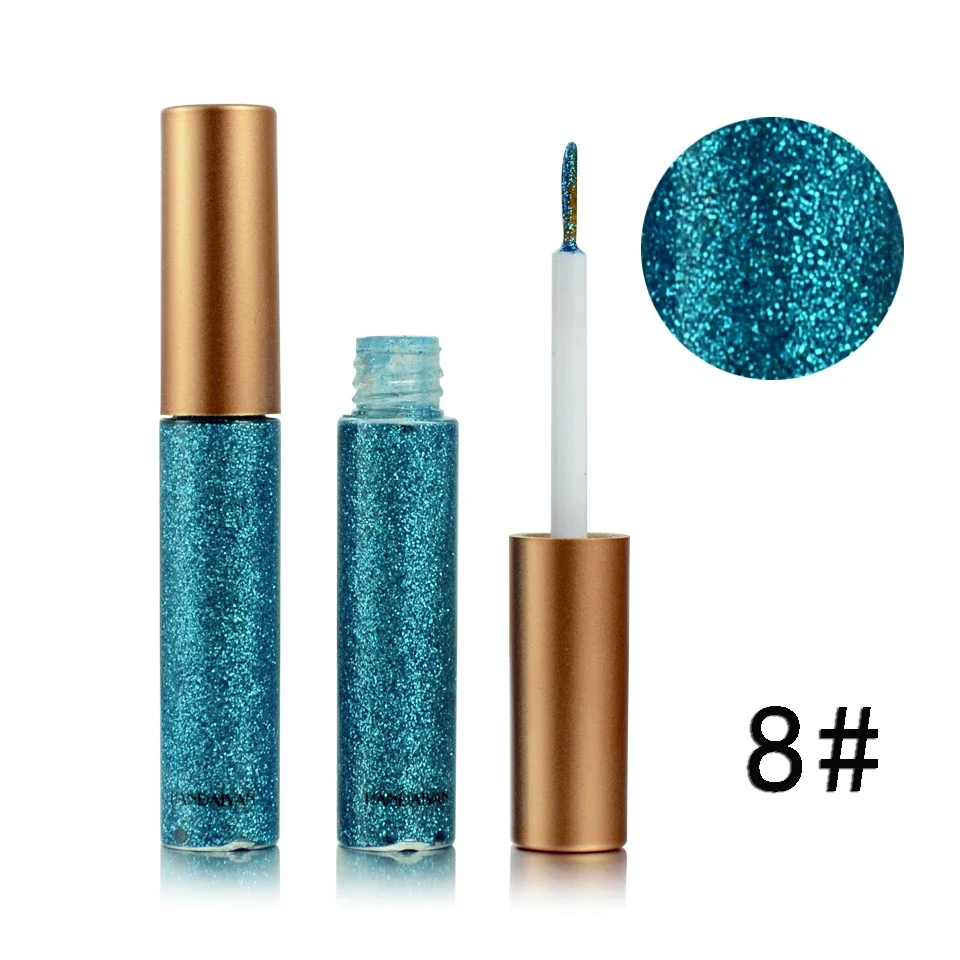 HANDAIYAN Glitzer-Flüssig-Eyeliner-Stift Funkelndes Hochglanz-Pigment Bühnen-Diamant-Lidschatten Langanhaltend Wasserfest Augen-Make-up – Detail 17