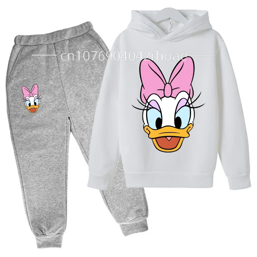 Disney Daisy Duck  Kids Clothes Top+Pants 2 Piece Set Clothing Girls Boy Gift Tracksuit Children Baby Sets Clothes