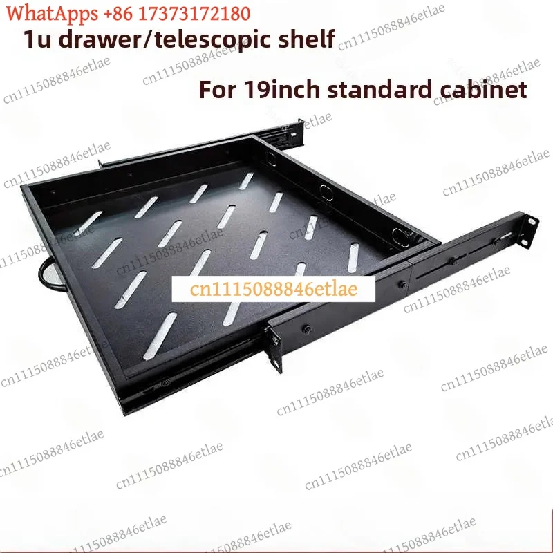 19-Inch Server Rack Sliding Shelf 1U Telescopic Tray Keyboard Mouse Drawer with Extendable Divider Mount Hardware Accessory