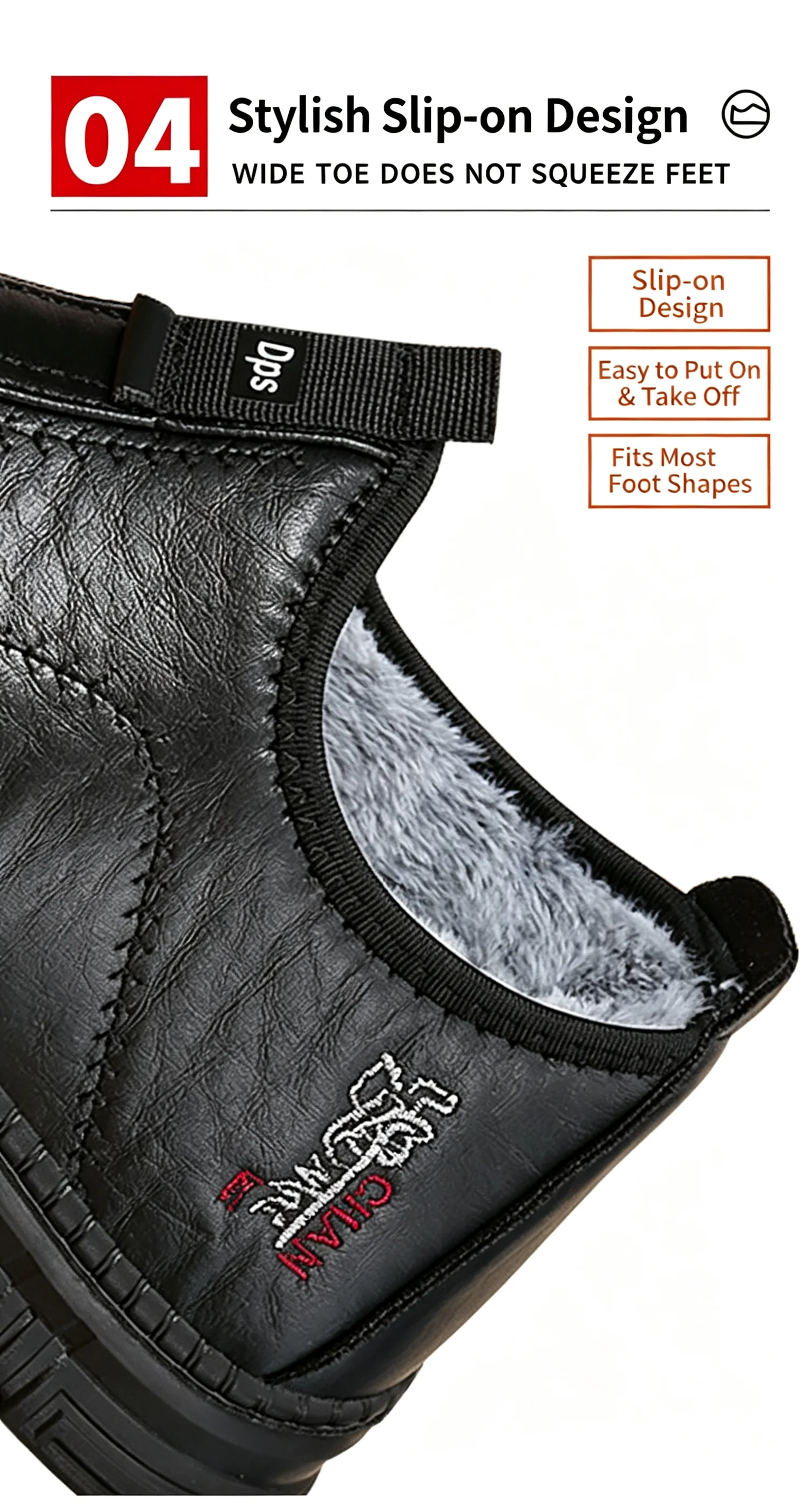 Winterstiefeletten für Herren, mit weichem Innenfutter für Wärme, wasserdichtem Obermaterial, rutschfester, dicker Sohle, ideal als bequeme Freizeit-Schuhe für den täglichen Gebrauch. – Detail 9