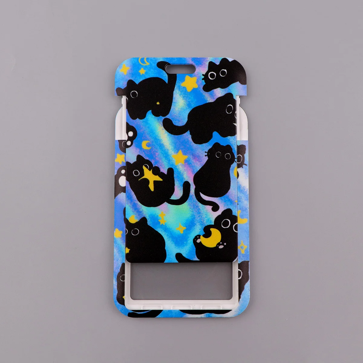 Czarny Kot Etui na Karty Smycz Kreskówkowe Zwierzęta Pasek na Szyję Etui na Karty Kredytowe Identyfikatory Ochrona Kart Osobowych Pokrowiec na Karty