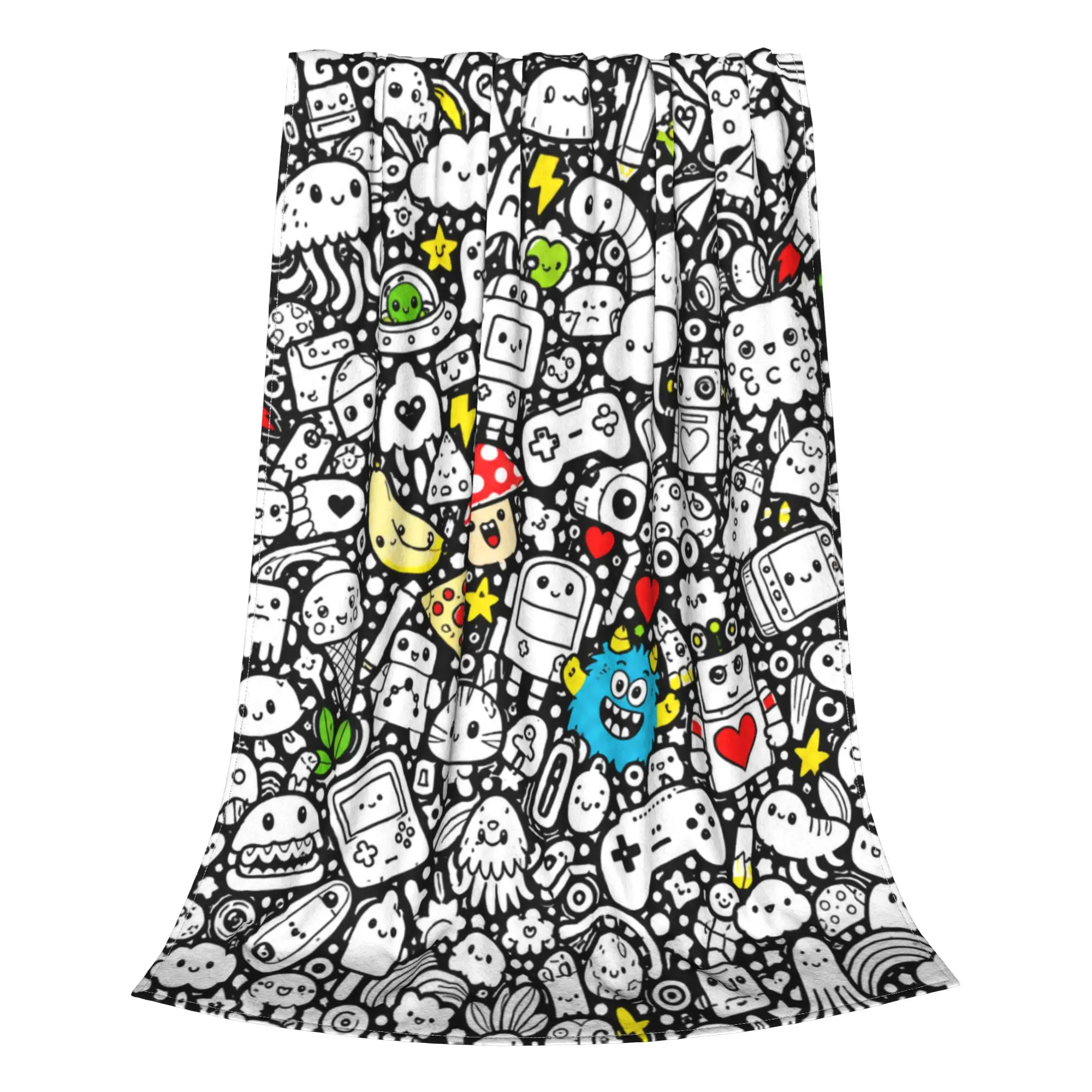 1PC Gray White Black Cat Cloud Pattern DIY Coloring Blanket Unique Paint Art Decor Gift Winter Blankets Home Interior Sofa Knee