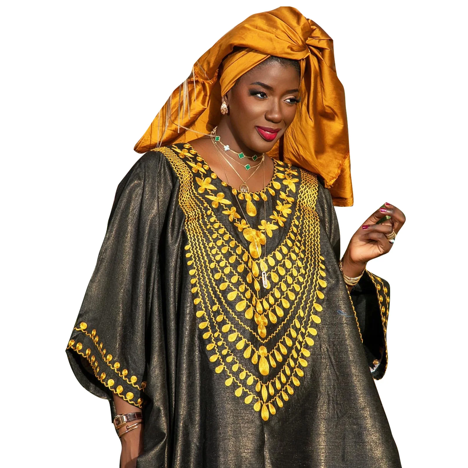 

African Dress For Woman Embroidery Design Ladys Clothes Plus Size Dresses For Women Floor Length