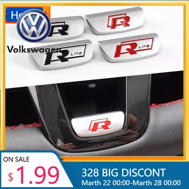 

VW New Volkswagen R Emblem Zinc Alloy Car Steering Wheel Trim Buckle For VW Golf Polo GTI Tiguan CC Passat Variant Jetta Santana