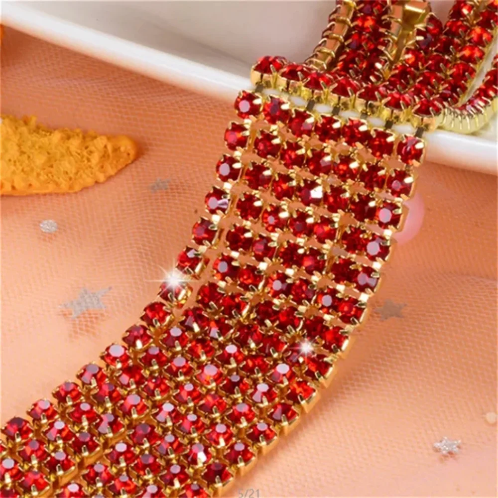 1/5/10/Yards DIY Rhinestone Chain Denim Gold Bottom Seam Rhinestones For Clothing Decoration Shoes Bag Making