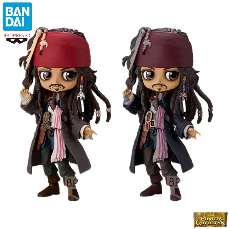 In Stock Bandai Original Qposket Anime Pirates of The Caribbean Jack Sparrow William Turner Action Figure Model Children's Gifts