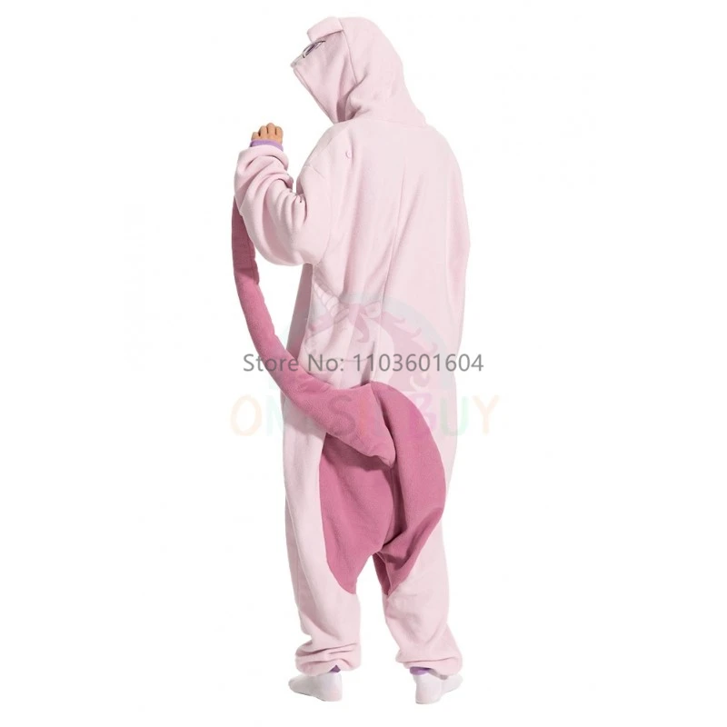 بيجامات حيوانات Kigurumi Onesie للبالغين النساء والرجال ، بيجامات Mew Eev وردية ، ملابس منزلية ، زي تنكري للحفلات الهالوين